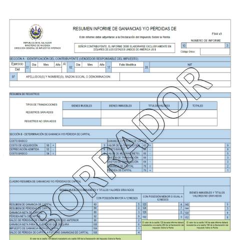 Vista previa del documento F-944 v3, borrador — Formulario tributario, El Salvador (CERFA n°F-944-V3)