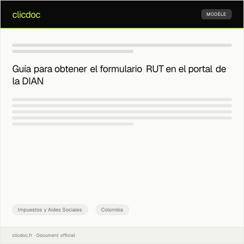 Vista previa del documento Cómo consultar y descargar el formulario RUT en el portal de la DIAN — Impuestos y Aides Sociales, Colombia