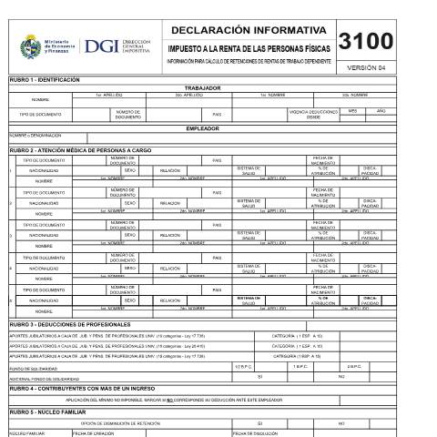 Vista previa del documento Formulario 3100 IRPF — DGI - Formularios, Uruguay (CERFA n°3100)
