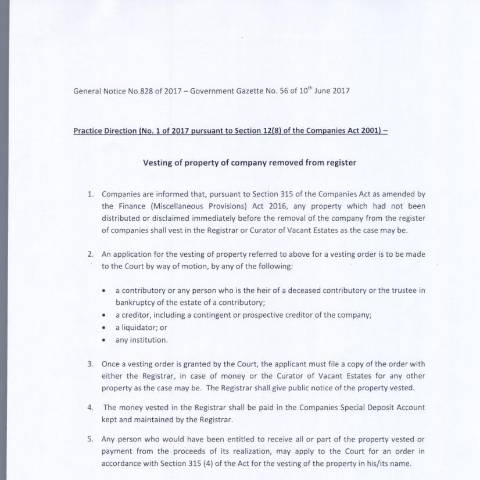 Document preview: Companies – GN 828 of 2017 — Document, Mauritius (CERFA n°Companies-GN-828-of-2017)