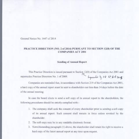 Document preview: Companies – GN 1447 of 2014 — Document, Mauritius (CERFA n°Companies-GN-1447-of-2014)