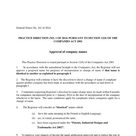 Document preview: PRACTICE DIRECTION NO. 1 OF 2014 — Reference, Mauritius (CERFA n°PRACTICE-DIRECTION-NO.-1-OF-2014)
