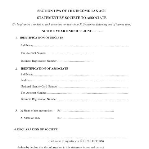 Document preview: Statement by Société to Associate — Document, Mauritius (CERFA n°StatementSocieteAssociate110816)