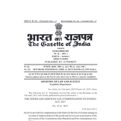 Document preview: compensation cess bill — gst, India (CERFA n°compensation-cess-bill)