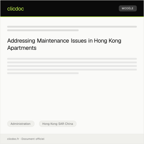 Document preview: Complaint Regarding Maintenance Delays in Apartment — Administration, Hong Kong SAR China