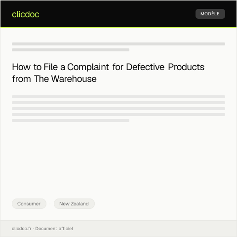Document preview: Complaint about defective product purchased from The Warehouse — Consumer, New Zealand