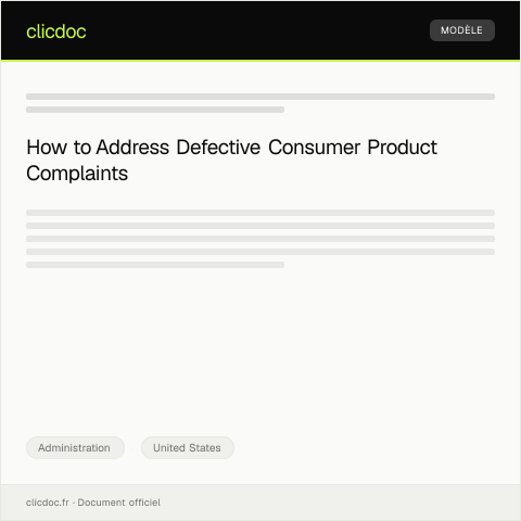 Document preview: Complaint about Defective Consumer Product — Administration, United States