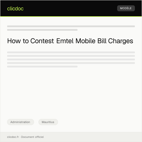 Document preview: Complaint about Unjustified Mobile Phone Bill Charges from Emtel — Administration, Mauritius