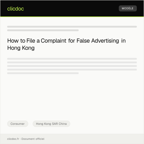 Document preview: Complaint Regarding False Advertising by a Local Business — Consumer, Hong Kong SAR China