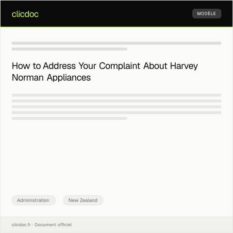 Document preview: Complaint Concerning Faulty Appliance from Harvey Norman — Administration, New Zealand