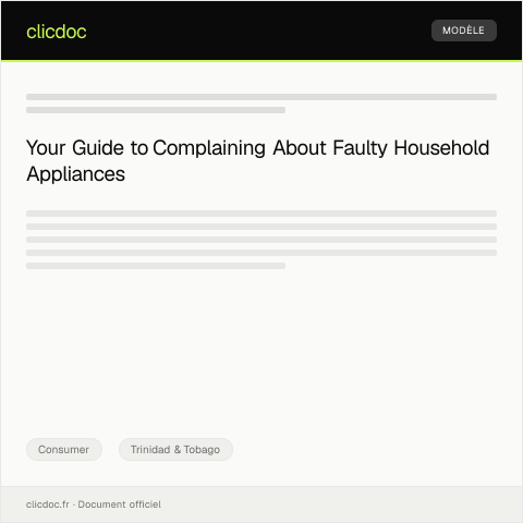 Document preview: Complaint about Faulty Household Appliance to the Consumer Affairs Division — Consumer, Trinidad & Tobago