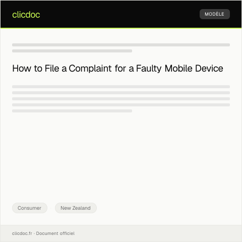 Document preview: Complaint Regarding Faulty Mobile Device to Consumer NZ — Consumer, New Zealand