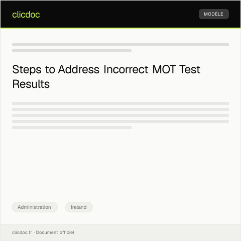 Document preview: Complaint About Faulty MOT Test Result — Administration, Ireland