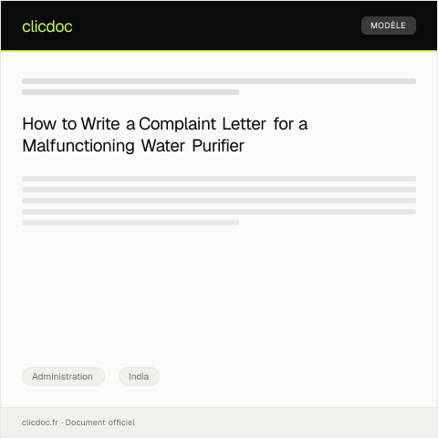 Document preview: Complaint about Faulty Water Purifier and Request for Repair Services — Administration, India