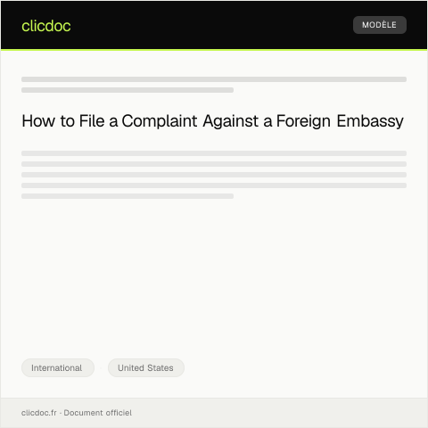 Document preview: Complaint about Foreign Embassy Service — International, United States