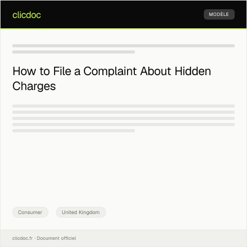 Document preview: Complaint About Hidden Charges — Consumer, United Kingdom