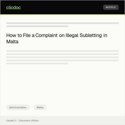 Document preview: Complaint Concerning Illegal Subletting in Rental Property — Administration, Malta