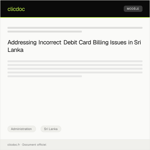 Document preview: Complaint about Incorrect Debit Card Billing from Hatton National Bank — Administration, Sri Lanka