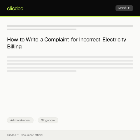 Document preview: Complaint about Incorrect Electricity Billing from SP Group — Administration, Singapore