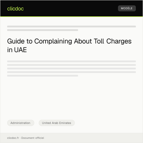 Document preview: Complaint About Incorrect Toll Charges via Emirates Transport — Administration, United Arab Emirates
