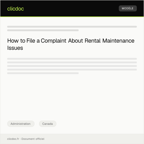 Document preview: Complaint Regarding Unresolved Maintenance Issues in Rental Property — Administration, Canada
