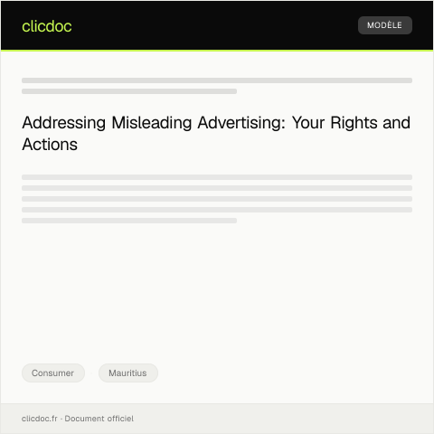 Document preview: Complaint Regarding Misleading Advertising in Local Media — Consumer, Mauritius