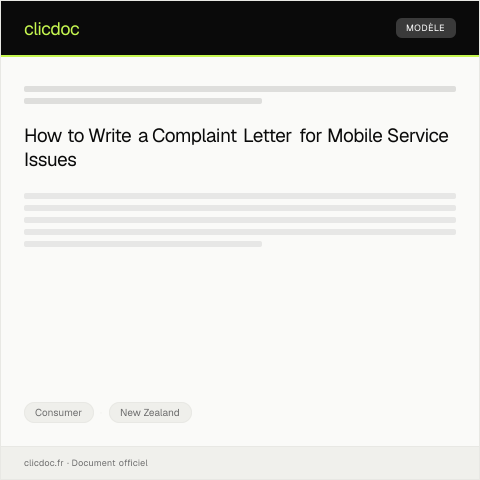 Document preview: Complaint about Mobile Service Interruption — Consumer, New Zealand
