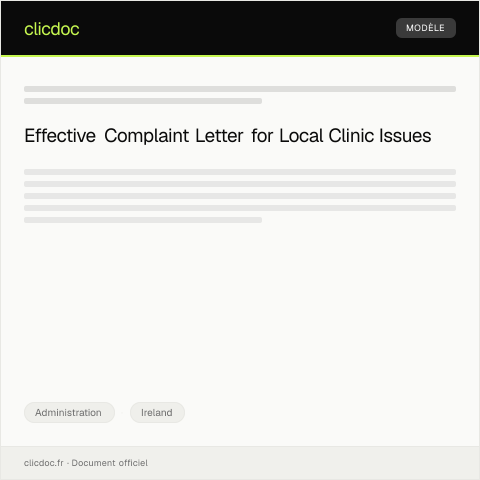 Document preview: Complaint About Poor Service at Local Clinic — Administration, Ireland