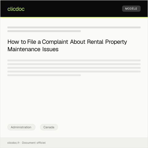 Document preview: Complaint About Maintenance Neglect in Rental Property — Administration, Canada