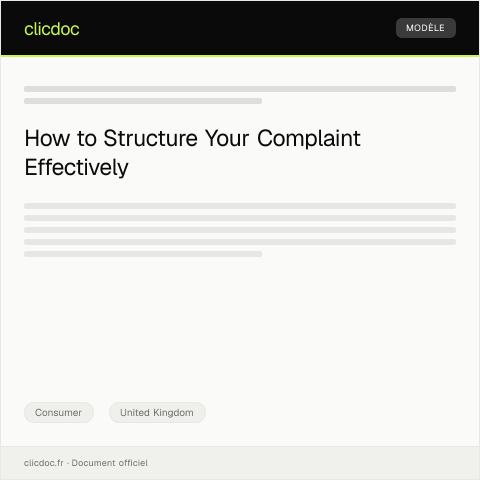 Document preview: Complaint About Service Quality — Consumer, United Kingdom