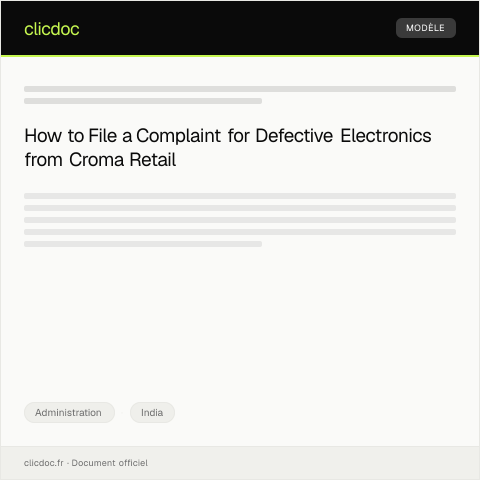 Document preview: Complaint About Substandard Electronics Goods from Croma Retail — Administration, India