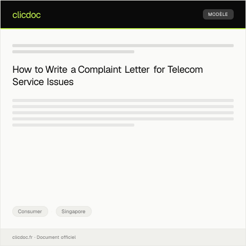 Document preview: Complaint About Poor Customer Service from Telecom Provider — Consumer, Singapore