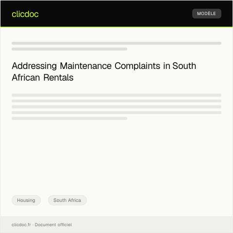 Document preview: Complaint Regarding Unresolved Maintenance Issues in Rental Accommodation — Housing, South Africa