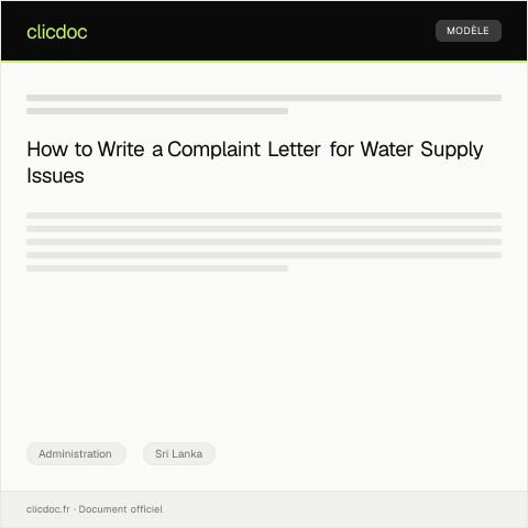 Document preview: Complaint about Poor Water Supply Service from National Water Supply and Drainage Board — Administration, Sri Lanka