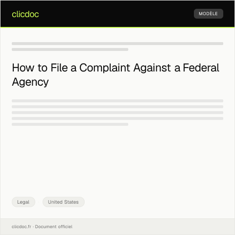 Document preview: Complaint against a Federal Agency — Legal, United States