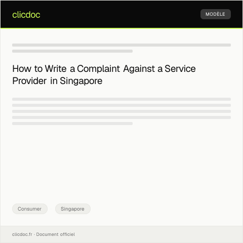 Document preview: Complaint Against Service Provider — Consumer, Singapore