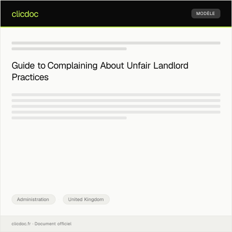 Document preview: Complaint Regarding Unfair Landlord Practices — Administration, United Kingdom