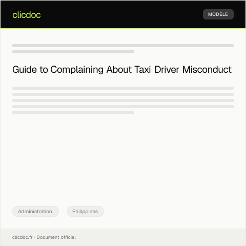 Document preview: Complaint about Unprofessional Conduct of Taxi Driver to LTFRB — Administration, Philippines