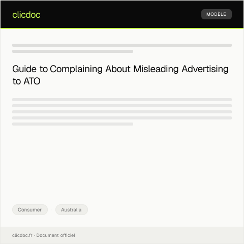 Document preview: Complaint Regarding False or Misleading Advertising to ACCC — Consumer, Australia