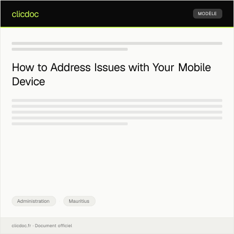 Document preview: Complaint Concerning Faulty Mobile Device from MTML — Administration, Mauritius