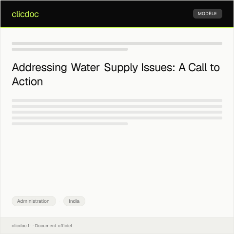 Document preview: Complaint for Faulty Water Supply and Request for Service Restoration from Local Municipality — Administration, India