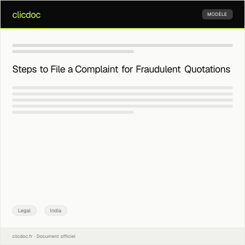 Document preview: Filing a Complaint for Fraudulent Quotation at Consumer Court — Legal, India