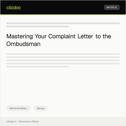 Document preview: Complaint Letter to the Ombudsman — Administration, Kenya
