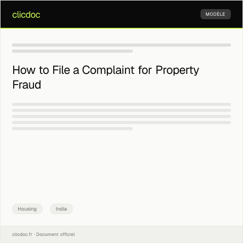 Document preview: Complaint Regarding Property Fraud (Cyber Crime Cell) — Housing, India