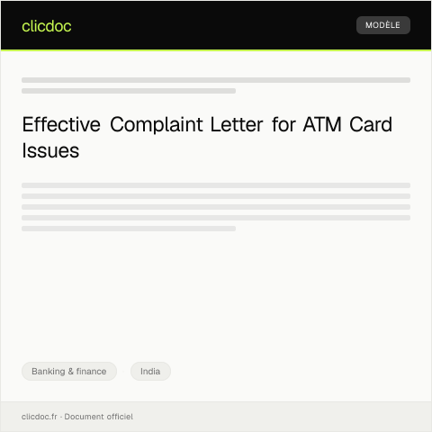 Document preview: Complaint Regarding ATM Card Blockage and Unauthorized Transactions — Banking & finance, India