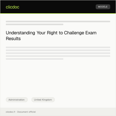 Document preview: Complaint Regarding Examination Results — Administration, United Kingdom