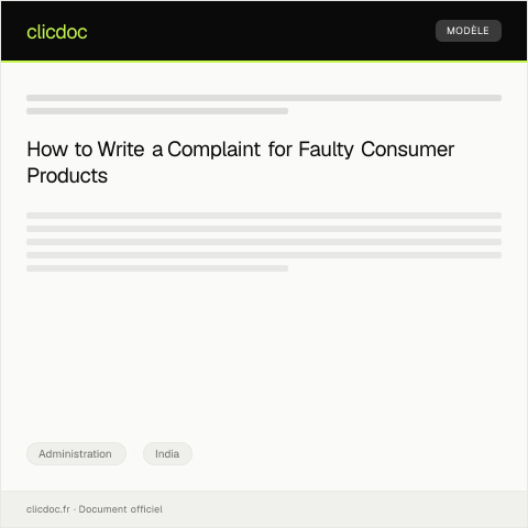 Document preview: Complaint Regarding Faulty Consumer Durables Purchase — Administration, India