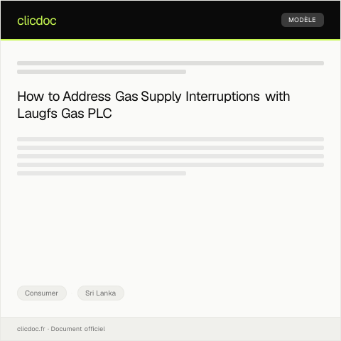 Document preview: Complaint Regarding Gas Supply Interruption from Laugfs Gas PLC — Consumer, Sri Lanka