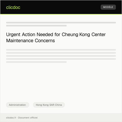 Document preview: Complaint Regarding Unresolved Maintenance Issues at Cheung Kong Center — Administration, Hong Kong SAR China