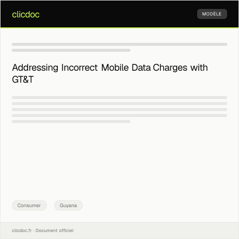 Document preview: Complaint Regarding Incorrect Mobile Data Charges from Guyana Telephone and Telegraph — Consumer, Guyana